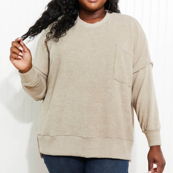 Zenana Home for the Weekend Full Size Brushed Melange Sweater - Picture 1 of 10